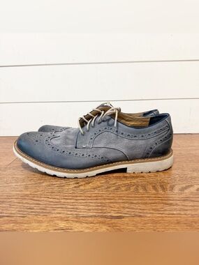 Lucky Brand | Men’s Mealey Navy Leather and Canvas Oxford shoes Size 13